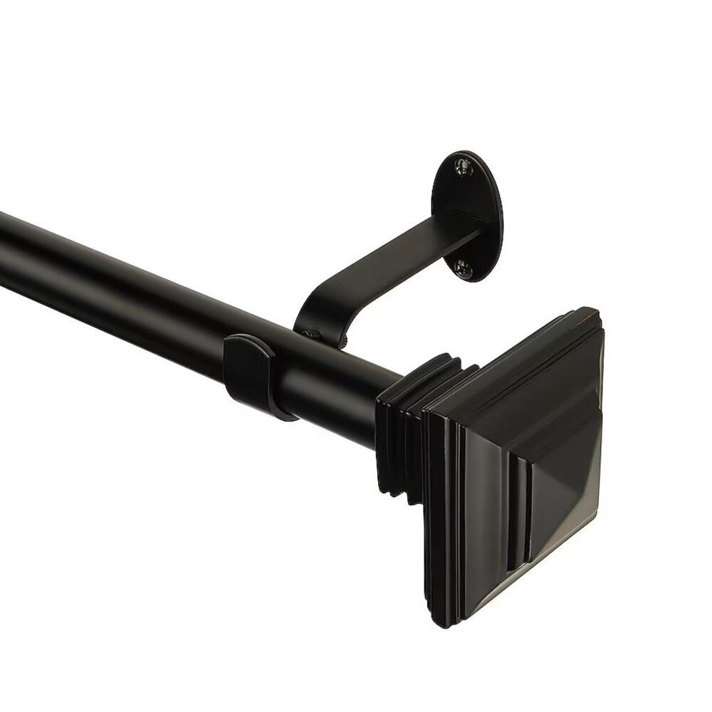 Elrene Florence Antique Black Iron Curtain Rod with Finials 28 to 48 in